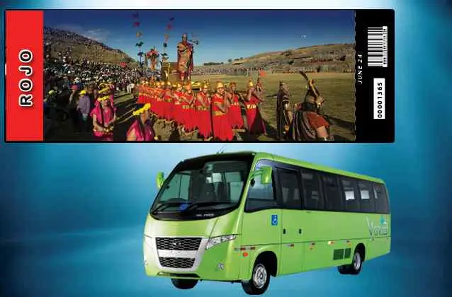 Bilhete Inti Raymi 2026. Seção vermelha + ônibus de turismo